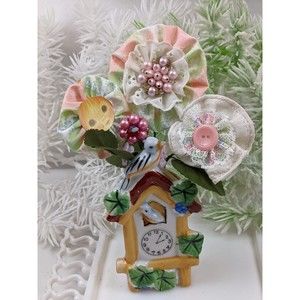 Whimsical handmade vintage anthropomorphic Clock Cottagecore Goblincore